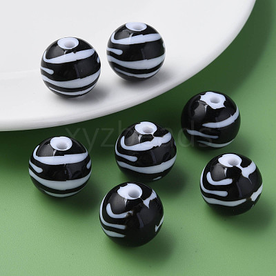 Opaque Striped Acrylic Beads MACR-S373-27B-10-1