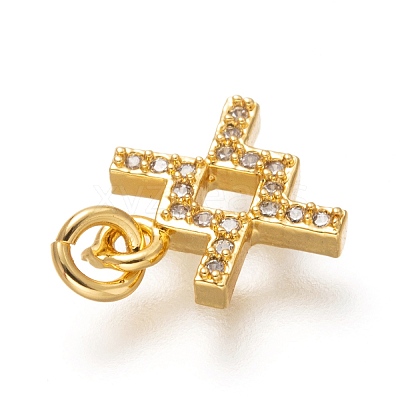 Brass Micro Pave Clear Cubic Zirconia Pendants X-ZIRC-P081-G01-RS-1