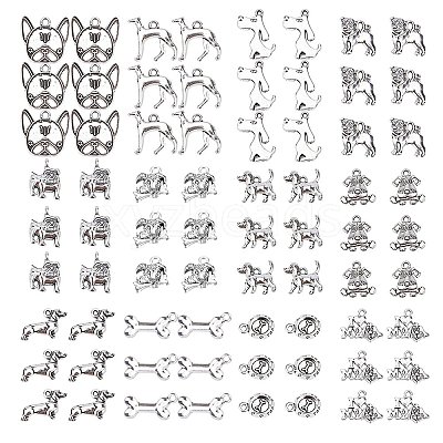Tibetan Style Alloy Puppy Pendants TIBEP-SC0001-41AS-1