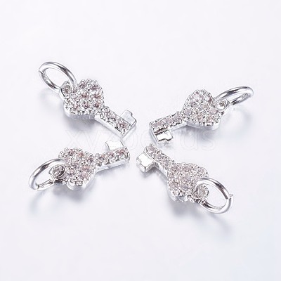 Long-Lasting Plated Brass Micro Pave Cubic Zirconia Charms X-ZIRC-F069-48P-1