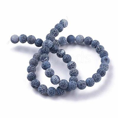 Frosted Natural Weathered Agate Beads Strands G-F367-8mm-05-1
