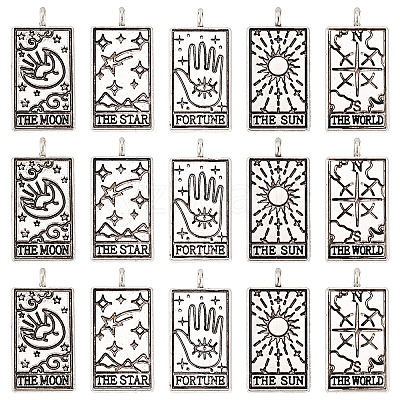 30Pcs 5 Style Tibetan Style Alloy Pendants FIND-SC0003-74-1