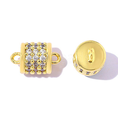 Brass Clear Cubic Zirconia Connector Charms KK-OY001-01G-1-1