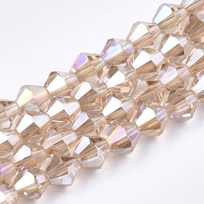 Electroplate Glass Beads Strands EGLA-Q118-6mm-B10-1