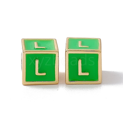 Rack Plating Brass Enamel Beads KK-B060-04G-02L-1