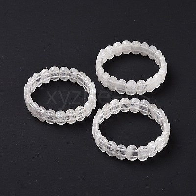 Natural Quartz Crystal Oval Beaded Stretch Bracelet G-E010-01P-1