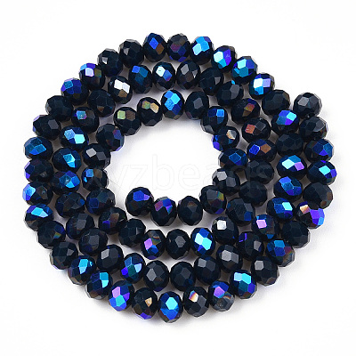 Electroplate Opaque Solid Color Glass Beads Strands EGLA-A034-P1mm-L22-1