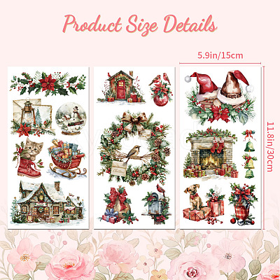 3 Sheets 3 Styles PVC Waterproof Decorative Stickers DIY-WH0404-182-1
