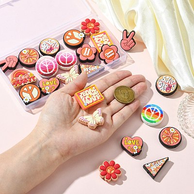 26Pcs 13 Styles Peace Themed PVC Plastic Beads PVC-CJ0001-02-1