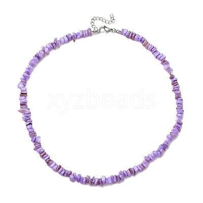 Dyed Natural Freshwater Shell Nuggets Beaded Necklaces NJEW-JN05488-03-1