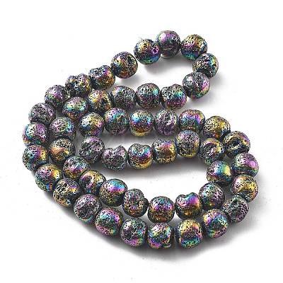 Electroplated Natural Lava Rock Beads Strands G-A251-E01-01G-1