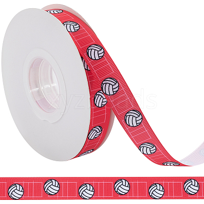 25 Yards Sport Ball Theme Printed Polyester Grosgrain Ribbon OCOR-WH20002-03B-01-1