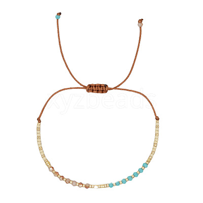 Summer Glass Seed Beaded Braided Bead Bracelets for Women EK0672-7-1