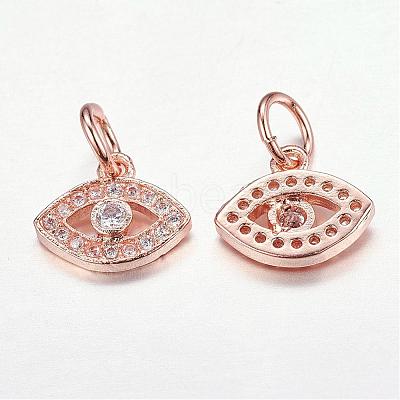 CZ Brass Micro Pave Cubic Zirconia Evil Eye Charms ZIRC-L018-10RG-1