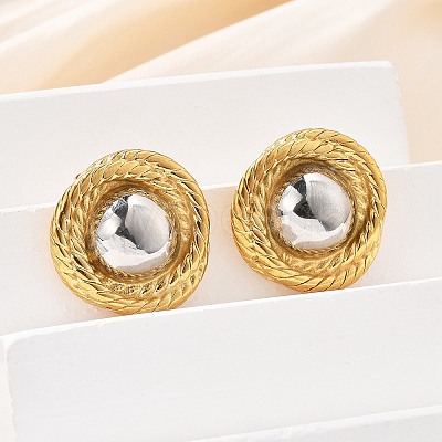 304 Stainless Steel Stud Earrings EJEW-D319-10G-1