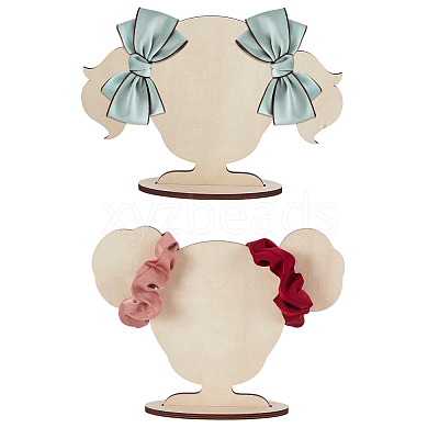2 Bags 2 Styles Cute Girl Shaped Wood Hair Clip Holders ODIS-GA0001-74-1