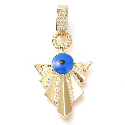 Brass Micro Pave Clear Cubic Zirconia Enamel Pendants KK-S049-30G-1