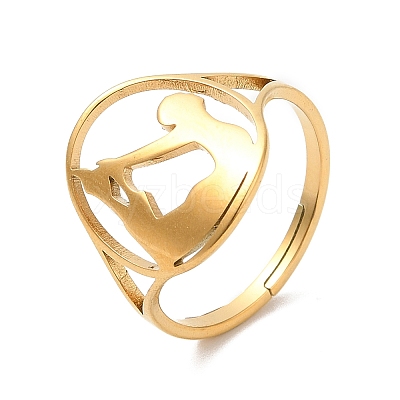 Ion Plating(IP) 304 Stainless Steel Yoga Adjustable Ring for Women RJEW-M149-27G-1