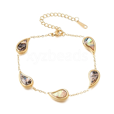 304 Stainless Steel Enamel Link Bracelets for Women SA-K003-06B-G-1