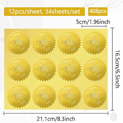 34 Sheets Self Adhesive Gold Foil Embossed Stickers DIY-WH0509-054-1