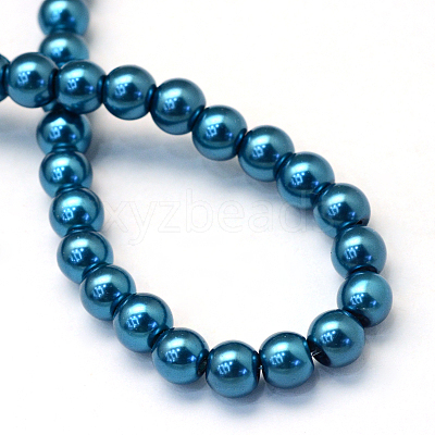 Baking Paint Pearlized Glass Pearl Round Bead Strands HY-Q003-4mm-06-1