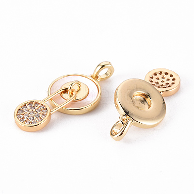 Brass Micro Pave Clear Cubic Zirconia Pendants KK-T062-100G-NF-1