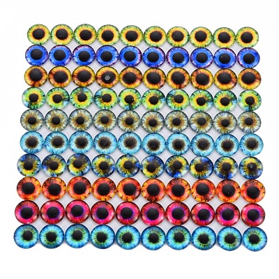 Luminous Eye Printed Glass Cabochons GGLA-WHC0002-10mm-1