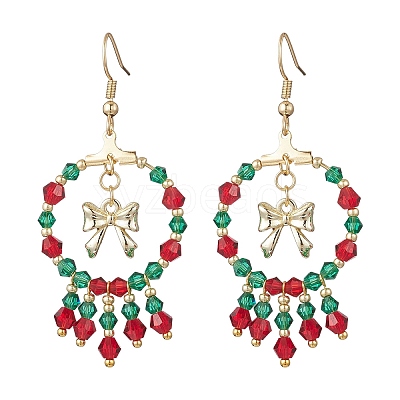 Christmas Themed Handmade Glass Seed Beads Dangle Earrings EJEW-MZ00488-01-1