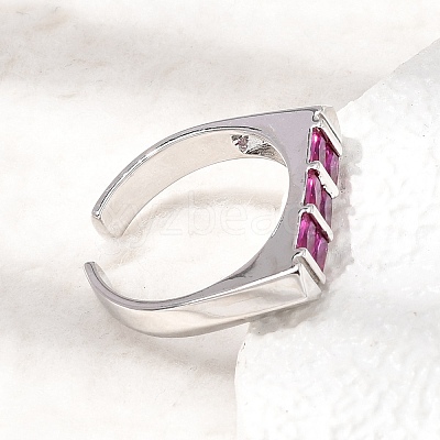 Brass Micro Pave Cubic Zirconia Cuff Open Rings for Women RJEW-L343-02P-05-1