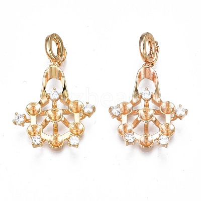 Brass Micro Pave Clear Cubic Zirconia Peg Bails Pendants KK-N232-231-1