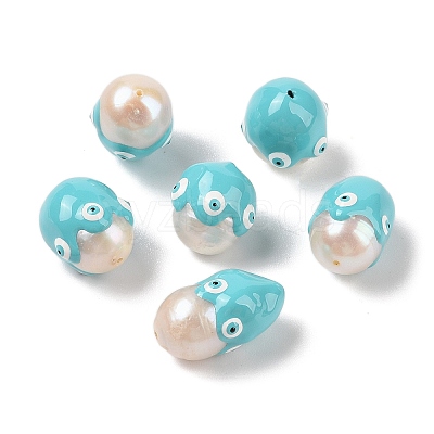 Natural Cultured Freshwater Pearl Enamel Beads PEAR-G014-05B-1