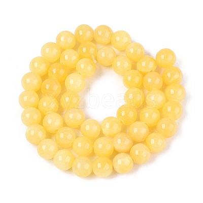 Natural Dyed Yellow Jade Gemstone Bead Strands X-G-R271-8mm-Y07-1
