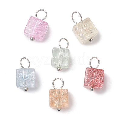 Crackle Glass Charms PALLOY-JF02896-1