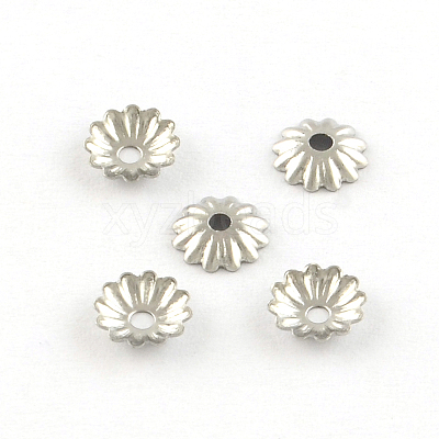 Non-Tarnish Flower 304 Stainless Steel Bead Caps X-STAS-R083-15-1