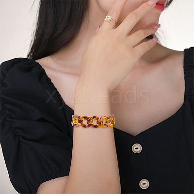 Leopard Print Pattern Resin Linking Rings FIND-AR0003-06-1