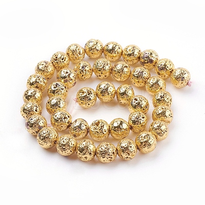 Electroplated Natural Lava Rock Bead Strands G-E429-01-10mm-G-1