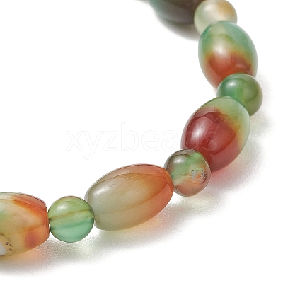 2Pcs 2 Styles  Natural Peacock Agate Beaded Stretch Bracelets for Couple BJEW-JB13416-01-1