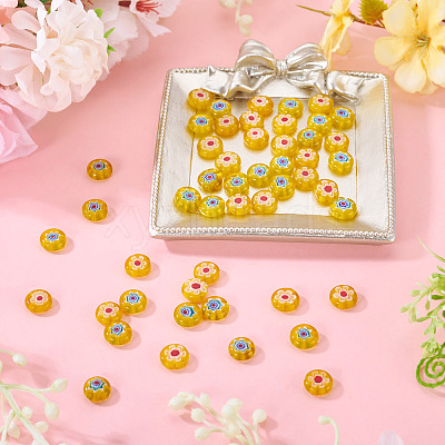 50Pcs 2 Colors Handmade Millefiori Lampwork Beads LAMP-TADJ0001-03C-1