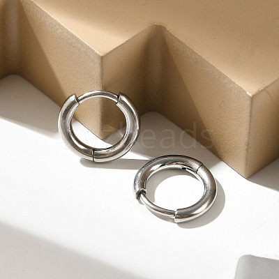 Tarnish Resistant 202 Stainless Steel Huggie Hoop Earrings EJEW-F111A-13mm-P-1