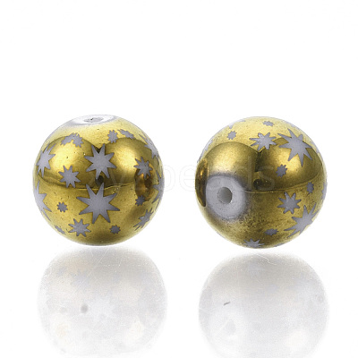 Christmas Electroplate Glass Beads EGLA-R113-07C-1