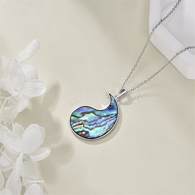 Ocean 304 Stainless Steel & Natural Paua Shell Conch Shell Shaped Pendant Necklaces for Women WGFD092-01-1