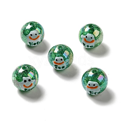 AB Color Transparent Crackle Acrylic Round Beads OACR-A013-03E-1