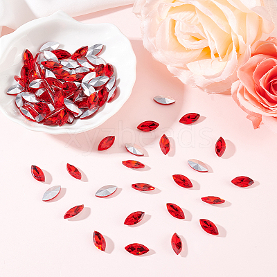 100Pcs Pointed Back Glass Rhinestone Cabochons RGLA-FG0001-13-1