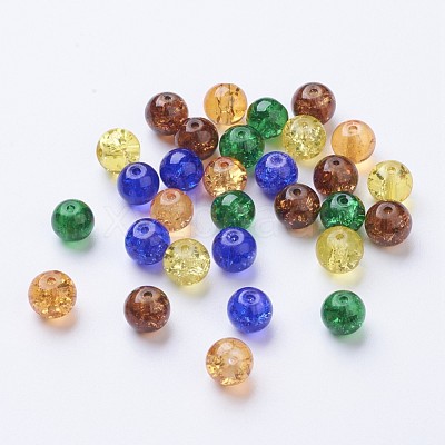 Baking Paint Crackle Glass Beads DGLA-X0006-8mm-07-1