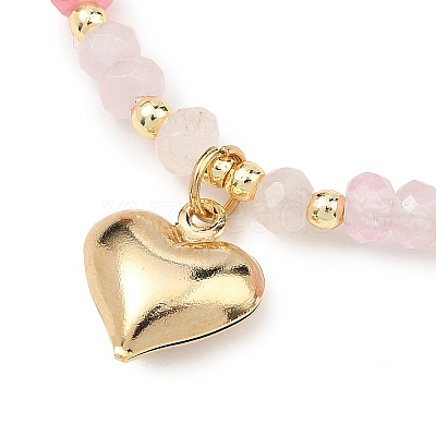 Heart Brass Charm Bracelets BJEW-JB13635-1