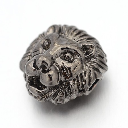 Tibetan Style Alloy Lion Head Beads X-TIBEB-E073-01B-1