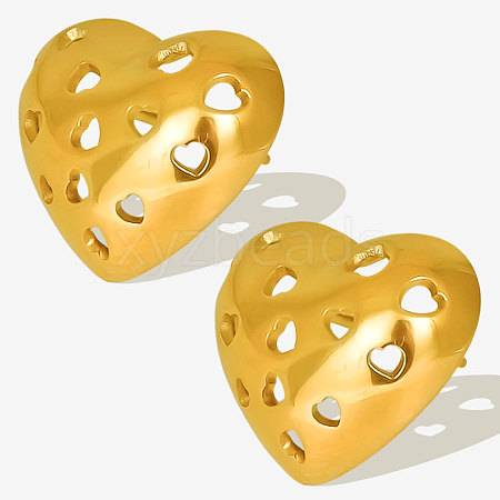 Stylish 303 Stainless Steel Hollow Heart Stud Earrings RP4390-2-1