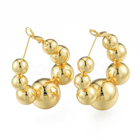 Brass Round Ball Wrap Hoop Earrings for Women EJEW-N011-83-1