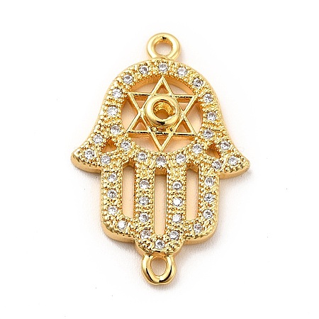 Eco-Friendly Rack Plating Brass Micro Pave Clear Cubic Zirconia Connector Charms KK-F847-05G-1