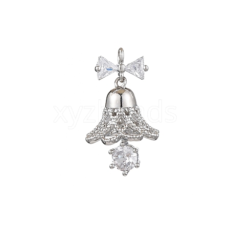 Rack Plating Brass with Cubic Zirconia Pendants KK-Q010-08P-1